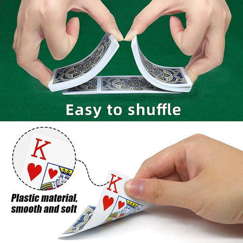 Plastic Waterproof Playing Cards, 4 Pack Jumbo Index Large Print for Adults, Seniors, Professional Poker Decks
