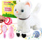 Marsjoy White Leash Walking Cat Set Singing That Purrs and Meows Animated Plush