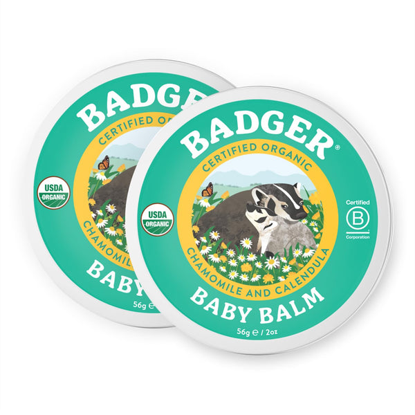Badger Baby Balm - Chamomile & Calendula, Certified Organic, 2 oz (2 Pack) - Cradle Cap & Rash Balm