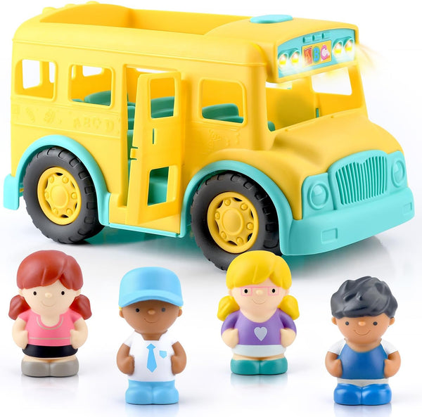 PLAY Yellow School Bus Toy for Toddlers with Figures and Driver |