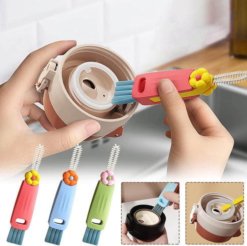 3 1 Set A3 in Multifunctional Cup Lid Cleaner - Crevice Cleaning Brush for Tight Spaces, Baby Bottles & More - Portable