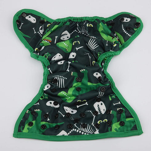 Hibaby Gusset One Size Cloth Diaper Cover Snap With Double (Dinosaur)
