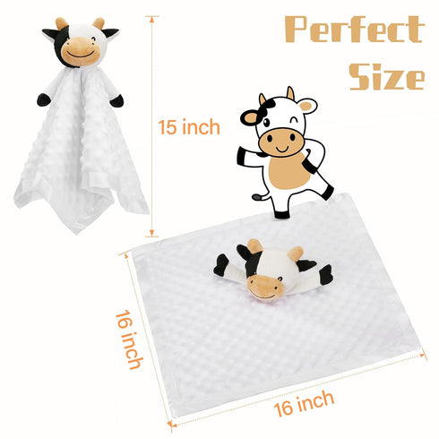 16 Inch Pro Goleem Cow Security Blanket Soft Loveys for Babies for Boys and Girls Newborn Lovie Infant Blankie Cow Baby