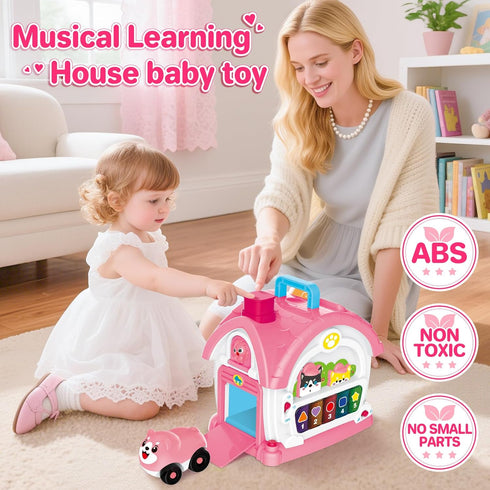1 12-18 1st 1,2,3 Montessori Toys for Year Old Girl Gift, Musical Learning House with Lights & Sounds, Interactive