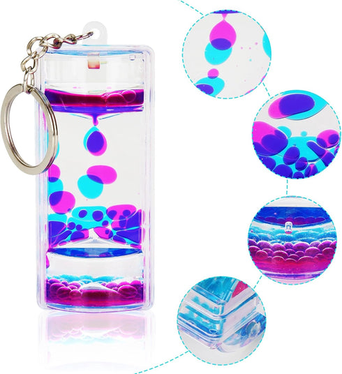 FKYTION Liquid Motion Bubbler Key Chain, Pack of 8 Colorful Hourglass Calming Relaxing Toys