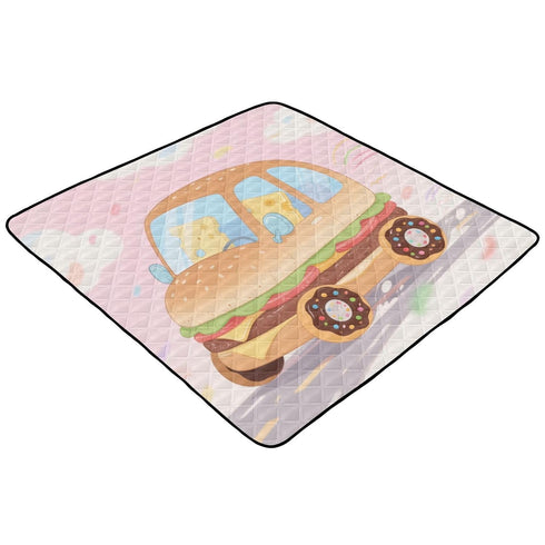 siphylline Cozy 50'' 50'' Funny Food Car Cartoon Cute Foldable Baby Activity Play Mat for Floor Breathable Playroom