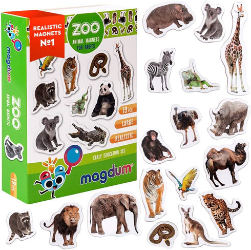 19 Fridge Magnets for Toddlers, Zoo Photo Kids Magnets for Refrigerator, Animal Magnets