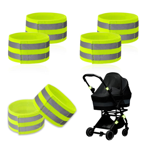 HAVANSIDY 6-Pack of Reflective Bands for Strollers, High Visibility Elastic Reflectors with Velcro