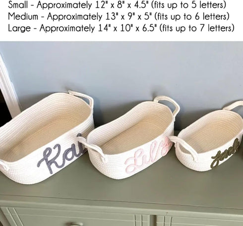 OAEUQ 1) Custom Baby Name Basket, Baby Shower Gift Basket, Diaper Caddy For Baby Girl-Cotton Rope Diaper Caddy,Diaper