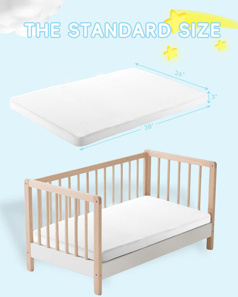 Pack 38"x26", Pack and Play Mattress N Play Mattresses for Playpens, Dual-Layer Mini Crib Mattress with Waterproof