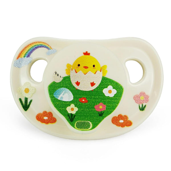 Adult Sized Pacifier White Chicken Pattern Cute Printed with Case