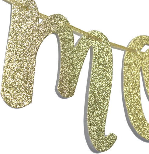 6 Months Banner Sign for 1/2 Birthday, Cursive Bunting Decorations for Baby Shower Birthday Party Decor Gold Glitter