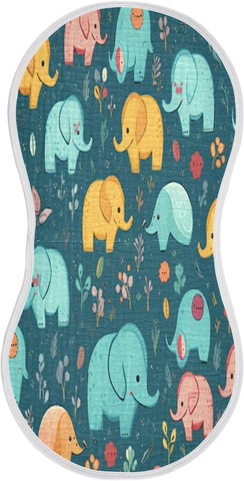 Bulletgxll Vintage Elephants Unisex Baby Burp Cloths Set of 4, Soft Absorbent Organic