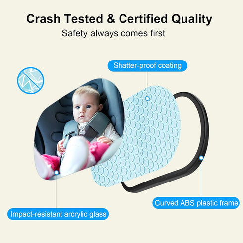 360Rotation, Baby Car Mirror, Safety Car Seat Mirror for Rear Facing Infant, Clear Wide View, Easily Observe the Baby