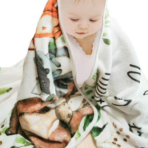 Woodland Baby Monthly Milestone Blanket, Woodland Animals Growth Chart, 50"x40" for New Moms