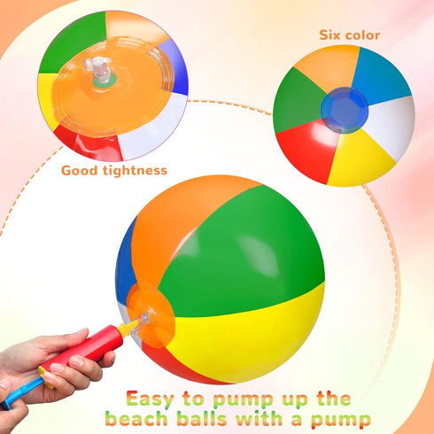Honoson 30 Pieces 20 Inch Inflatable Beach Balls - Large Blow Up Pool Game Toys for Summer Swimming Parties