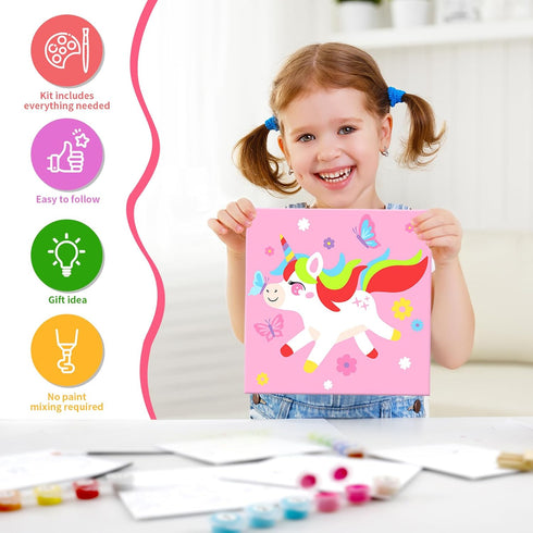 6 6 17 2 8-12 goldentime Kids Paint by Number Kits Including Pre-Drawn Canvas for Painting, Brushes Paints and Easels