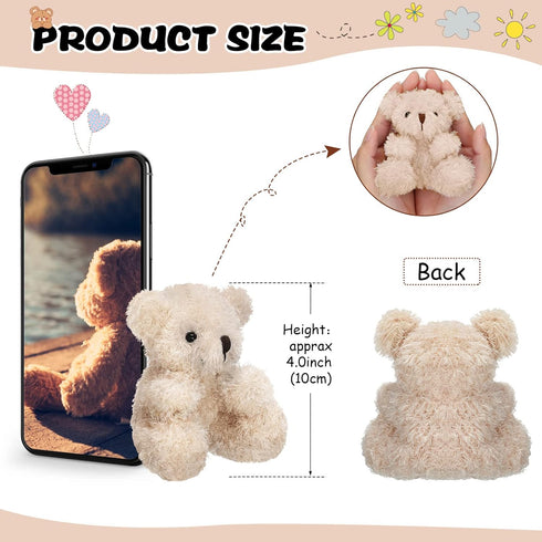 Chivao 36 Pcs Mini Stuffed Bears Bulk, 4 Inch Small Plush Bear Animal for Christmas Birthday Wedding Party Favors