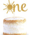 Cake Topper for Baby 1st Birthday - Gold Glitter Sunshine ONE Anniversary Shower Topper for Party Cake Decorating