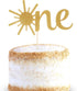 Cake Topper for Baby 1st Birthday - Gold Glitter Sunshine ONE Anniversary Shower Topper for Party Cake Decorating