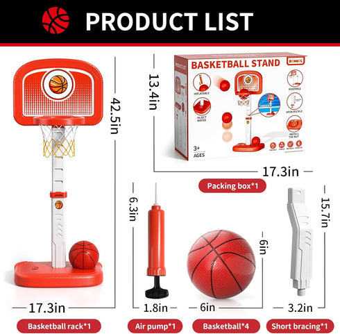 Bennol Basketball Hoop, Indoor/Outdoor Toys for Boys Ages 3-12, Poolside Basketball Game with 4 Balls
