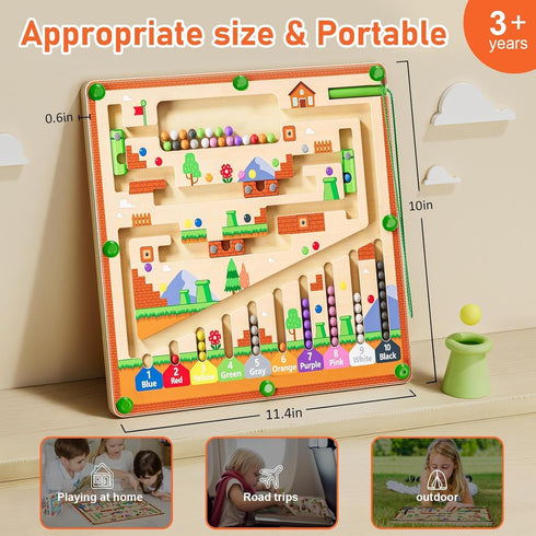 Counting 2-4,Toddler zhiwuzhu Magnetic Color and Number Maze for Montessori Toys,Wooden Matching Learning Board