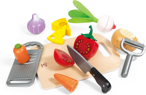 Hape Cooking Essentials Toy | Play Food Cutting Vegetables Set for Kids,