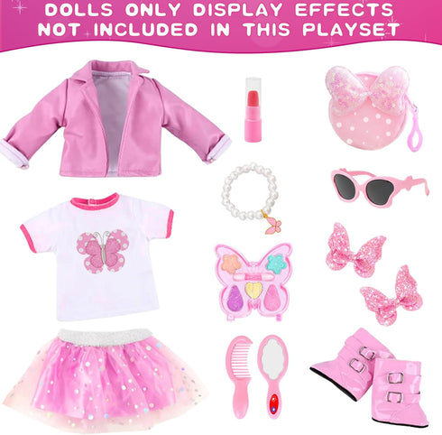 18 Inch Playset 18" American Dolls Clothes Pretend Makeup Accessories Gift for Girls,Cosmetic Bag Toys Fits for Dolls