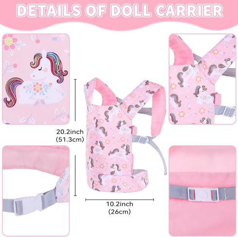 18INDC 5 16-22 Inch Backpack Set 17-18 Inch Pcs Doll Carrier and Accessories for Baby, Carrier With Stuff for Dolls