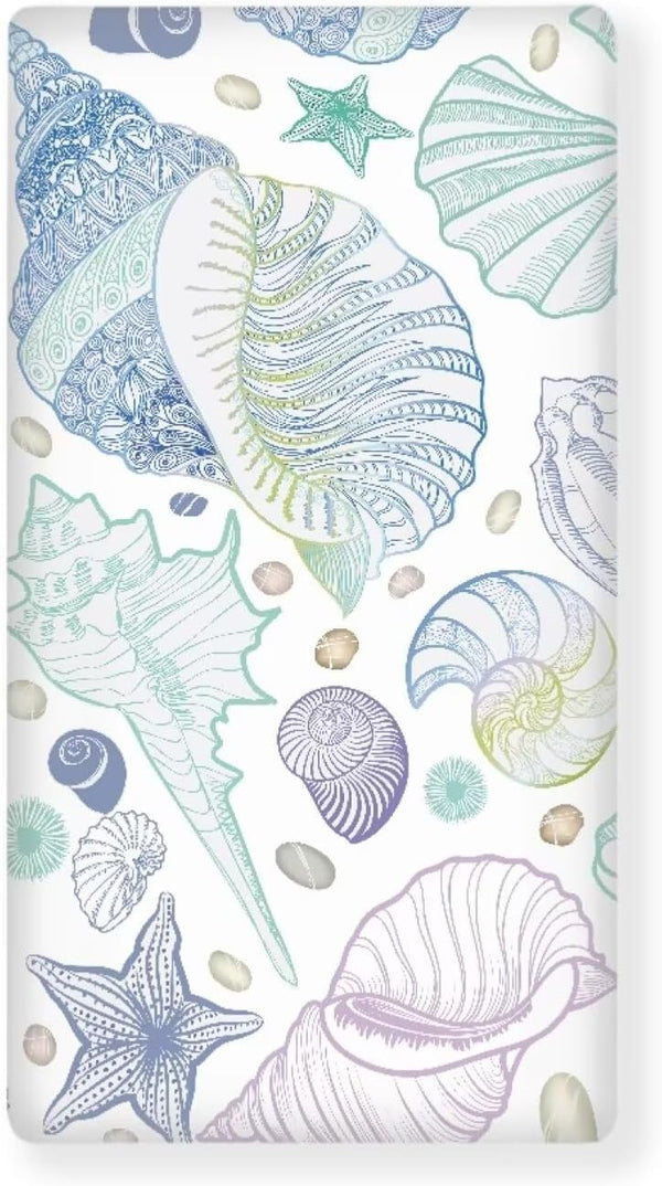 JIANADAER Seashell Fitted Crib Sheet Starfish Conch Blue Purple Green Standard Crib Mattress