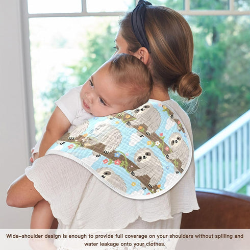 GOODOLD Set 1 Pack Cartoon Sloth Muslin Baby Burp Cloths - Super Absorbent and Soft Burping Rags - Cotton Burp Clothes
