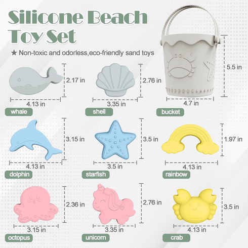 TGIQROVE 21Pcs Set, 2 2 16 1-3 Baby Beach Toys, Silicone Beach Toys, Baby Beach Essentials, Travel Friendly Beach