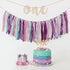 1st Set PapaKit Girl Birthday High Chair Premium Decoration - Sparkle Purple & Teal Ribbon Garland, Crown, One Banner