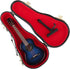 Dselvgvu Wooden Miniature Guitar with Stand and Case, Classic Blue Model for Dollhouse Decoration, 5.12"x1.86"x0.68"