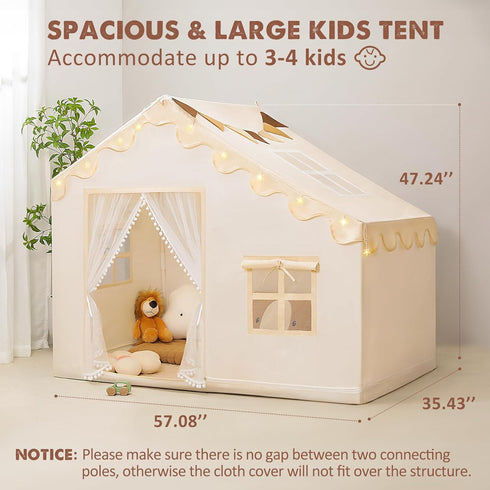 3-8, Kids Play Tent with Mat - Kids Tent Indoor with Star Lights and Flags, Toddler Tent for Kids Ages Toddler