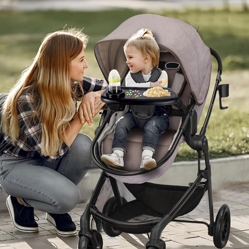 Eiszhjk Stroller Snack Tray Compatible with Evenflo, with Stroller Cup Holder Attachment, Stays in Place Tray
