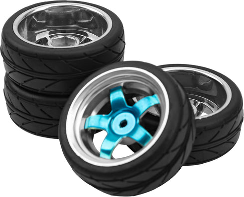 2.59in Rubber Tires & 12mm Hex Plastic Wheel Rims Set for Traxxas Kyosho HPI Tamiya Associated 1/10 RC Car