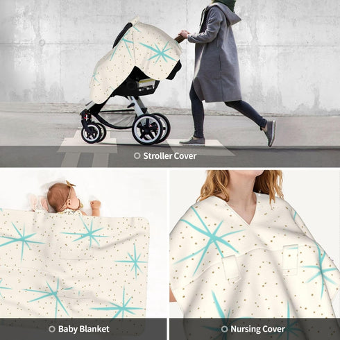 Hcpwzrf Space Age Turquoise s Baby Car Seat Cover & Nursing Cover - Breathable Stretch Multi-Use Cover