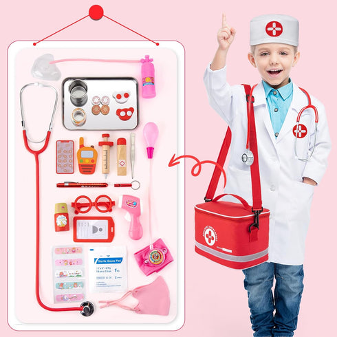 34 Playset 3-5 3+ Doctor Kit for Kids, Pcs Kids Doctor Kit for Toddlers with Medical Storage Bag & Real Stethoscope