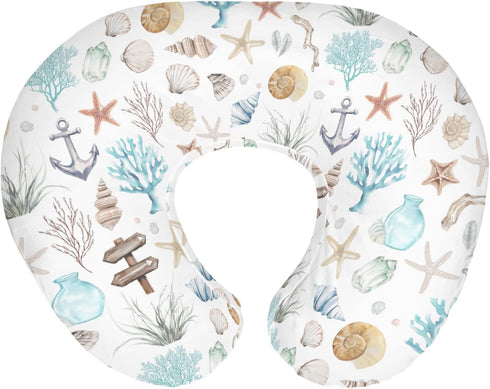 Ocean Boho Summer Nursing Pillow Covers for Boy Girl Seashells Conch Starfish