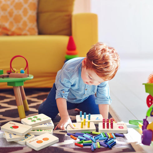Suwimut Wooden Counting Peg Board, Math Manipulatives for Kindergarten, Montessori Educational Toys for Kids