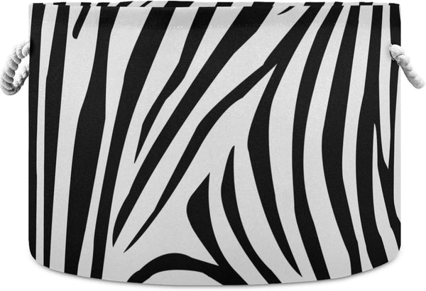 visesunny Collapsible Large Capacity Basket - Animal Zebra Stripe Clothes Toy Storage Hamper with Durable Cotton Handles