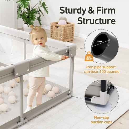 Babies(59x59x27inch), Mommy ZEEBABA Baby Playpen, Big Play Pen for Kids Safe Play Center for Babies and Toddlers, Baby