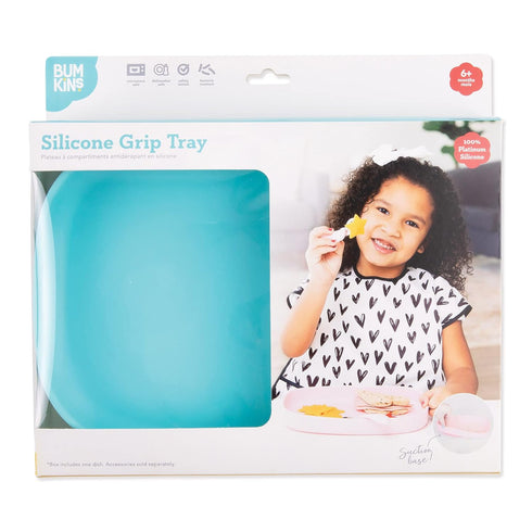 Bumkins Toddler and Baby Suction Plate, Silicone Grip Dish Large Tray for Big Kids, Fits Most Highchairs, Essential