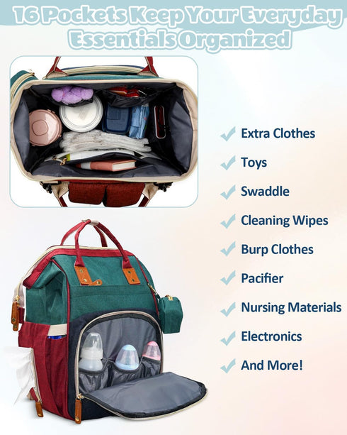GLIXAVIA Backpack, Mommy Backpack Baby Diaper Bag, Diaper Bags with Multiple Pockets Travel-Friendly Maternity