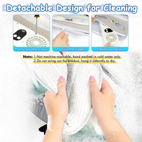 2 3 10000mA Setting, Summer TRELC Baby Stroller Cooling Pad with Fans, Speeds Cooling Cushion, Rechargeable Battery