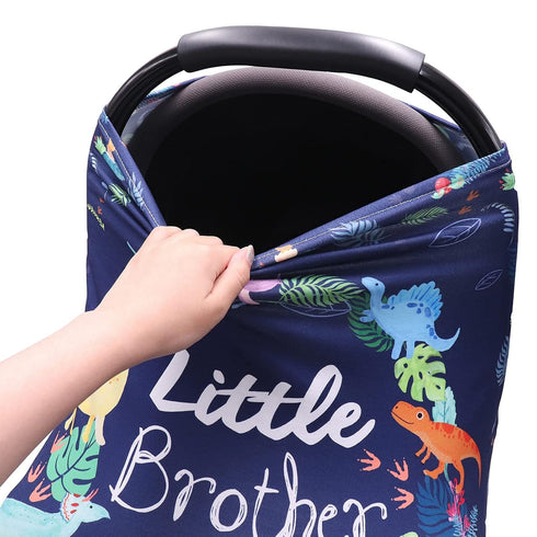 Baby Car Seat Cover for Boys, Little Brother Canopy, Multiuse Nursing Covers, Dinosaur Theme, Ultra-Soft