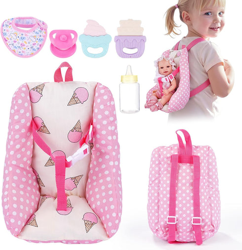 BABESIDE Baby Doll Carrier Set Realistic Baby Doll Accessories with Carrier, Bib,