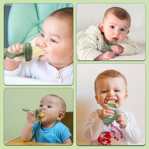 Baby Breastmilk Popsicle Molds & Fruit Feeder Pacifier, Silicone Baby Food Freezer Tray Storage Containers for Infant