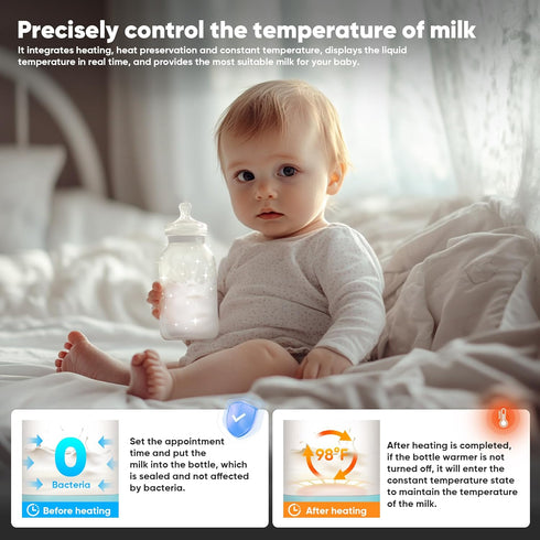 azopesy Preset PreciseTemperature Portable Bottle Warmer for Travel, Bottle Warmer On The Go with Quick Heating, Modes